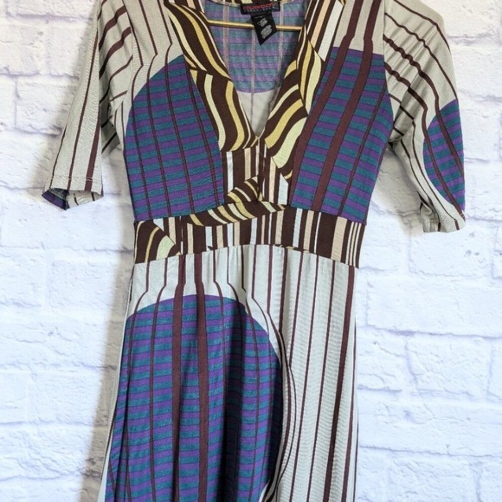 Vintage Custo Barcelona Op Art Print Dress 1 XS Y2K Funky Cool Girl Fashion - Picture 2 of 4